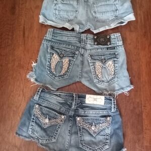 Miss Me Light Blue Denim Shorts with Embellished Details